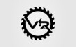 Logo initial v, r with circle saw icon template vector