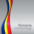 Abstract waving romania flag. Paper cut style. Creative metal background for patriotic, festive card design. National Poster. State romanian patriotic cover, booklet, flyer. Vector tricolor design