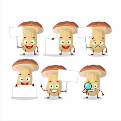 Sticker - New cep mushroom cartoon in character bring information board