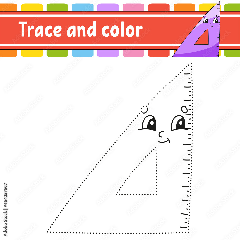 Trace and color. Coloring page for kids. Back to school theme ...