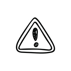 Danger warning alert doodle hand drawn, sketch style illustration icon