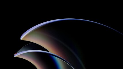 Fototapete - Modern glass-based 3d render. Wavy shape with reflections and refractions with dispersion effect. Modern digital looped video.