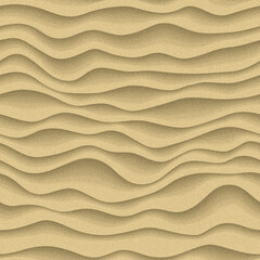  Beach sand waves background in top view. Sandy dunes pattern. Desert surface terrain, seamless texture. View from above. Illustration.