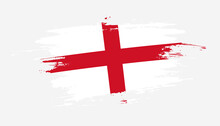 Hand Drawn Brush Stroke Flag Of England. Creative National Day Hand Painted Brush Illustration On White Background