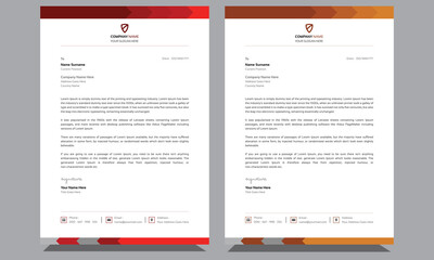 Wall Mural - Unique clean creative corporate and simple elegant professional modern business letterhead design template with two color variations.