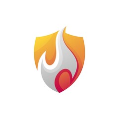 Wall Mural - shield logo with fire concept