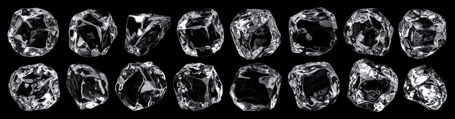 Wall Mural - ice cubes isolated on black background