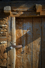 Wall Mural - Closeup shot of an old wooden door
