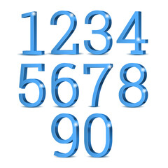 Wall Mural - Blue 3d numbers. Symbol set.