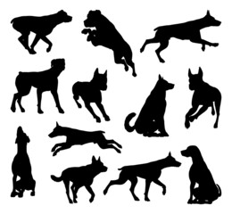 Canvas Print - Dog Silhouettes Animal Set