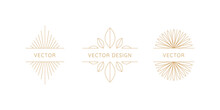 Vector Set Of Design Elements And Shapes - Boho Sun Symbols  - Logo Design Templates, Frames, Photo Overlays And Stars