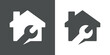 © teracreonte - Logotipo con herramienta llave en silueta de casa en fondo gris y fondo blanco