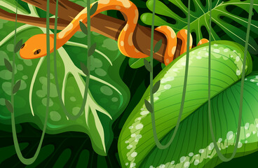 Wall Mural - Snake hidden in the jungle