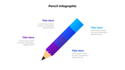 Poster - Pencil divided into 4 options. Education concept of four options or steps. Flat infographic design template. Modern school vector illustration for presentation