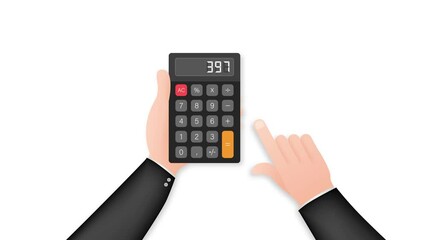 Canvas Print - Black calculator white background. Modern design. Electronic portable calculator. Motion graphics