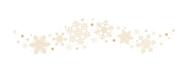 Wall Mural - snowflakes and stars border isolated on white background