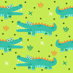 Wall Mural - Cute crocodile pattern illustrations