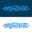© Katerina Polibina - Oktoberfest handwritten lettering vector design, blue letters with orange drops on the white and blue background. Design template event celebration. Oktoberfest typography title for greeting cards