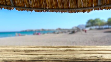 Poster - Desk of free space and summer landscape of beach 