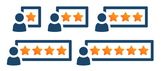 Poster - Feedback with satisfaction rating from 1 star to 5 stars icon vector illustration. Rating icon