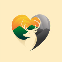 Poster - deer logo with love concept