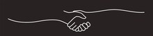 Handshake, Agreement, Introduction Banner Hand Drawn With Single Line