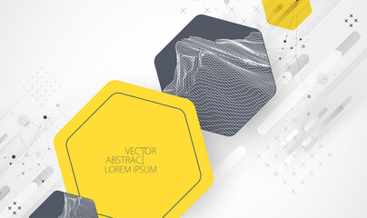 Modern science or technology abstract background using hexagonal shapes. Wireframe spot surface illustration. Vector.