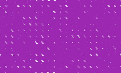 Poster - Seamless background pattern of evenly spaced white videoconference symbols of different sizes and opacity. Vector illustration on purple background with stars