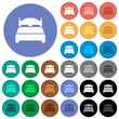 Double bed round flat multi colored icons