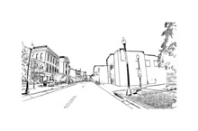 Building View With Landmark Of Hattiesburg Is The 
City In Mississippi. Hand Drawn Sketch Illustration In Vector.