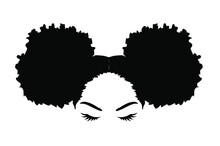 Abstract African Girl Clipart. Detailes Silhouette Of A Woman With Curly Hair.