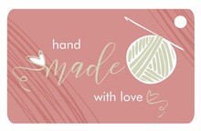 Handmade, Hobby And Knitting Theme. Hand-drawn Vector Logo Template With A Crochet, Heart Shape Logo Images.