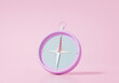 © N ON NE ON - 3D render Purple compass icon; direction location; map travel navigation concept. website; Minimal cartoon style on pink background. illustration
