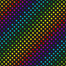 Multicolored Circles On Black Background. Rainbow Seamless Pattern, Vector Illustration.  Texture For Fabric, Wrapping, Wallpaper. Decorative Print.