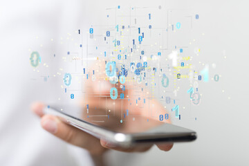 Connecting lines and dots.Big data visualization