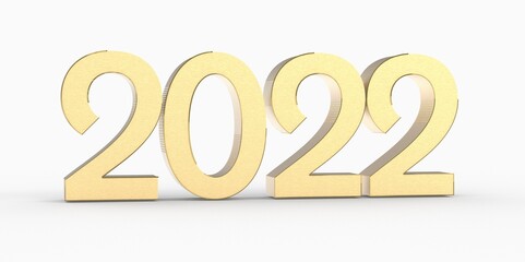 Poster - Gold number 2022 isolated on white background. 3d illustration
