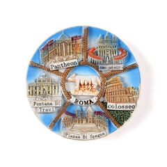 Wall Mural - Magnet from Rome with the image of the main attractions. The inscriptions mean: Rome, Pantheon, Saint Peter, Trevi Fountain, Spanish Square, Colosseum. Design element with clipping path