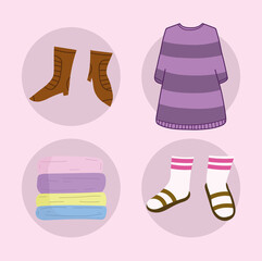 Wall Mural - icon set female clothes