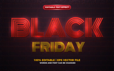 Wall Mural - black friday red Neon light glow shiny bold editable text effect