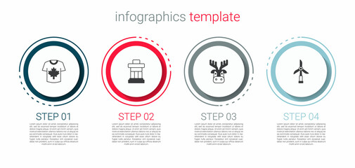 Sticker - Set Hockey jersey, Inukshuk, Deer head with antlers and Wind turbine. Business infographic template. Vector