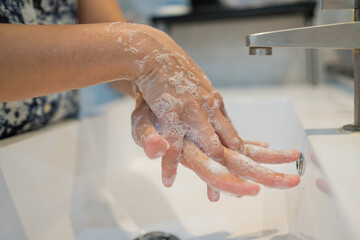  closeup washing hand, clean hand
