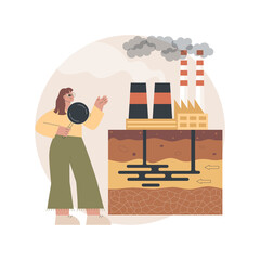Poster - Groundwater pollution abstract concept vector illustration. Groundwater contamination, underground water pollution, chemical pollutant in soil, landfill, purification system abstract metaphor.