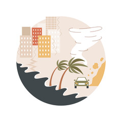 Poster - Hurricanes abstract concept vector illustration. Natural disaster, tropical storm, strong wind, hurricane caused damage, climate change consequence, extreme weather condition abstract metaphor.