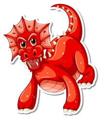 Canvas Print - Red Dragon cartoon character sticker