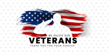 Veterans Day Poster. Veteran's Day Illustration With American Flag, 11th November, Vector Illustration 