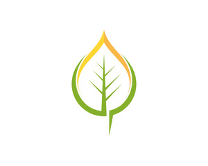 nature green leaf with yellow curve logo