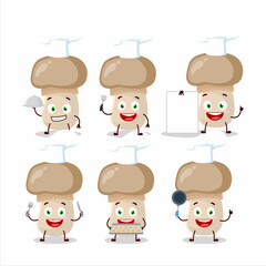 Wall Mural - Cartoon character of button mushroom with various chef emoticons