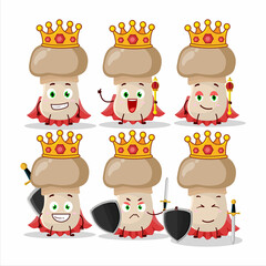 Canvas Print - A Charismatic King button mushroom cartoon character wearing a gold crown