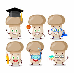 Canvas Print - School student of button mushroom cartoon character with various expressions