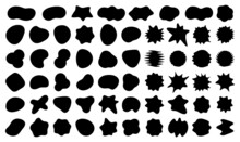 Bloobs Black Shape Set, Random Abstract Stains, Black Bubble Silhouette, Irregular Liquid Shape Collection, Ink Wavy Fluid, Art Spot For Background, Comic Speech Bubble, Vector Illustration
